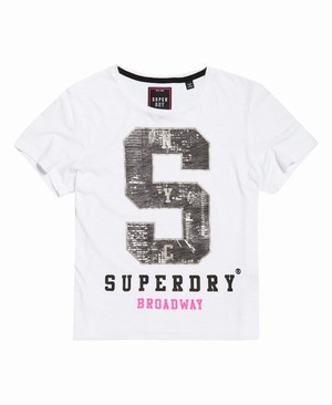 Superdry Capitol S Boxy Női Pólók Fehér/Fekete | KGWMT9720